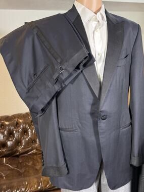 Tom Ford Peak Lapel Midnight Blue Tuxedo Grossgrain 54 44R 36x 33 Trouser